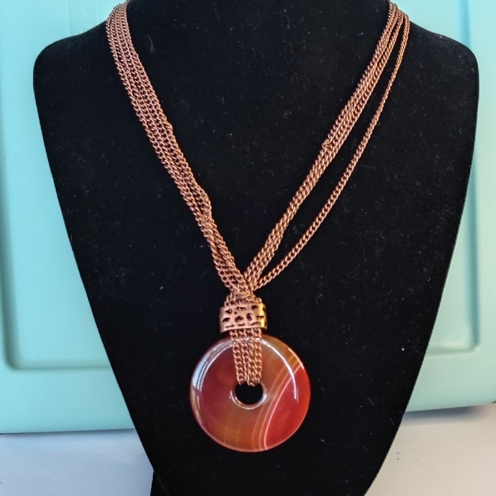 Cookie Lee Multi-StrandNecklace with Carnelian Pendant